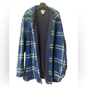 L.L. Bean Fleece-Lined Blue and Green Plaid Jacket